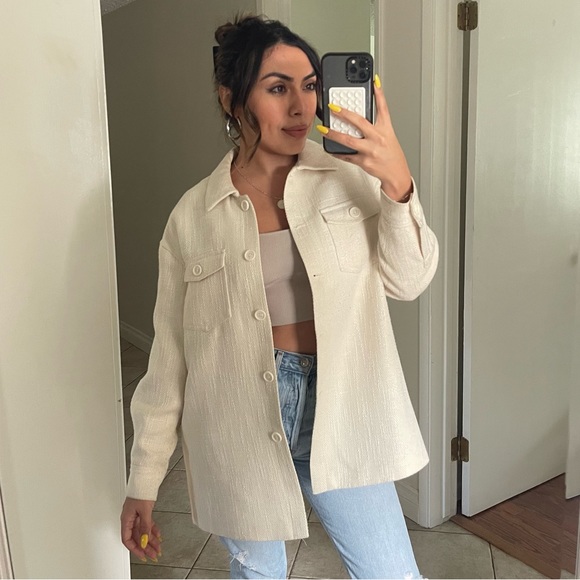 Jackets & Blazers - Cream Shacket